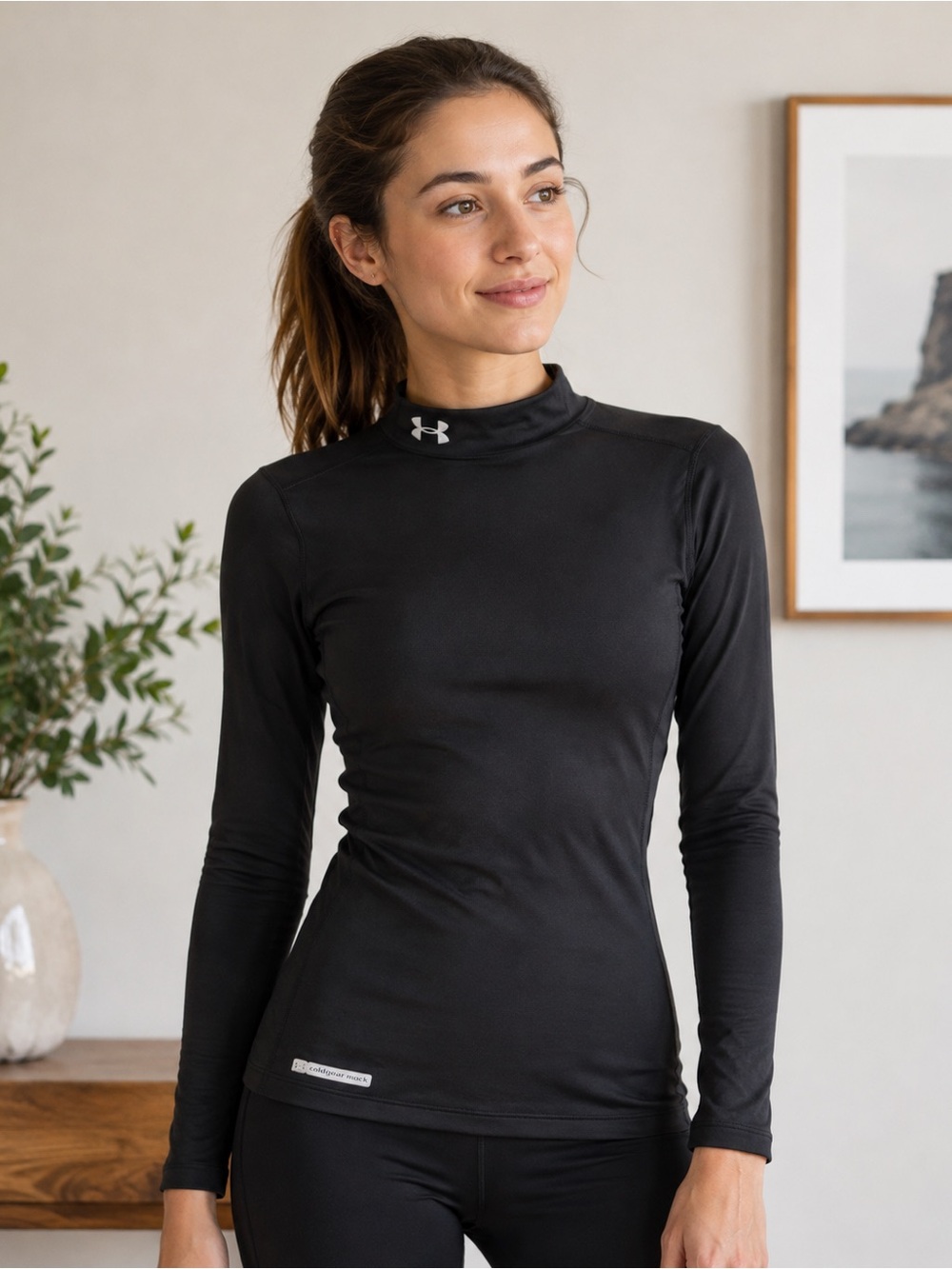 Under Armour Black Long-Sleeve Mock Neck Performance Top